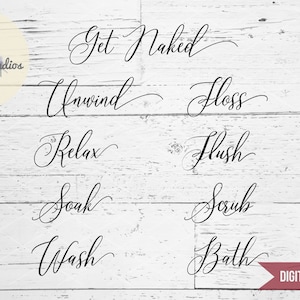Bath Words SVG: Farmhouse Sign, Relax, Soak, Wash (Digital Download)