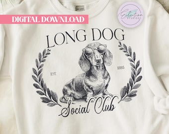 Long Dog Social Club PNG, Dachshund Sunglasses Shirt Graphic, Funny Doxie Design