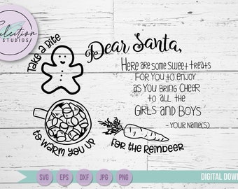 Dear Santa Tray SVG, Cookies for Santa SVG, Christmas SVG, Holiday tray, Christmas Eve cookie tray, reindeer food tray