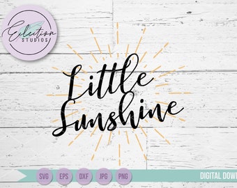 Little Sunshine, baby shower svg, rainbow baby svg, first birthday cake topper, You Are My Sunshine SVG file using Samantha font