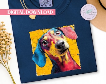 Pop Art Dachshund PNG, Comic Strip Doxie Dog Shirt Graphic, Wiener Dog Lover Design