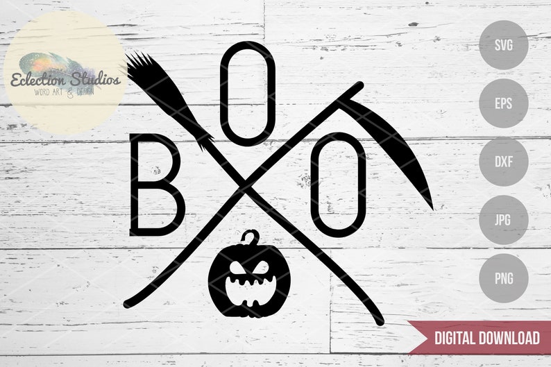 Halloween SVG, fall svg, boo Broom and Sickle Cross w/ Pumpkin for Fall SVG, DXF, eps, jpg, and png file for silhouette or cricut image 1