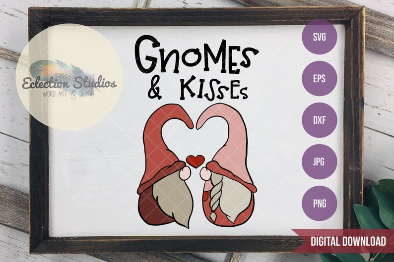 Download Valentine svg Gnome SVG Gnomes and Kisses Gnome Couple | Etsy