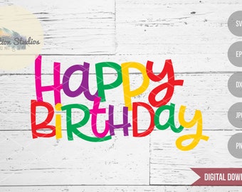 Happy Birthday SVG, Happy Birthday clip art SVG, Happy Birthday banner, printable, commercial use, svg, dxf, eps, png, jpg clip art cut file