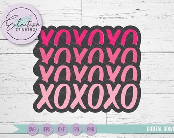 Valentine svg, XOXOXO SVG, Stacked word, VSCO Svg, trendy tween shirt vector cut file for silhouette or cricut