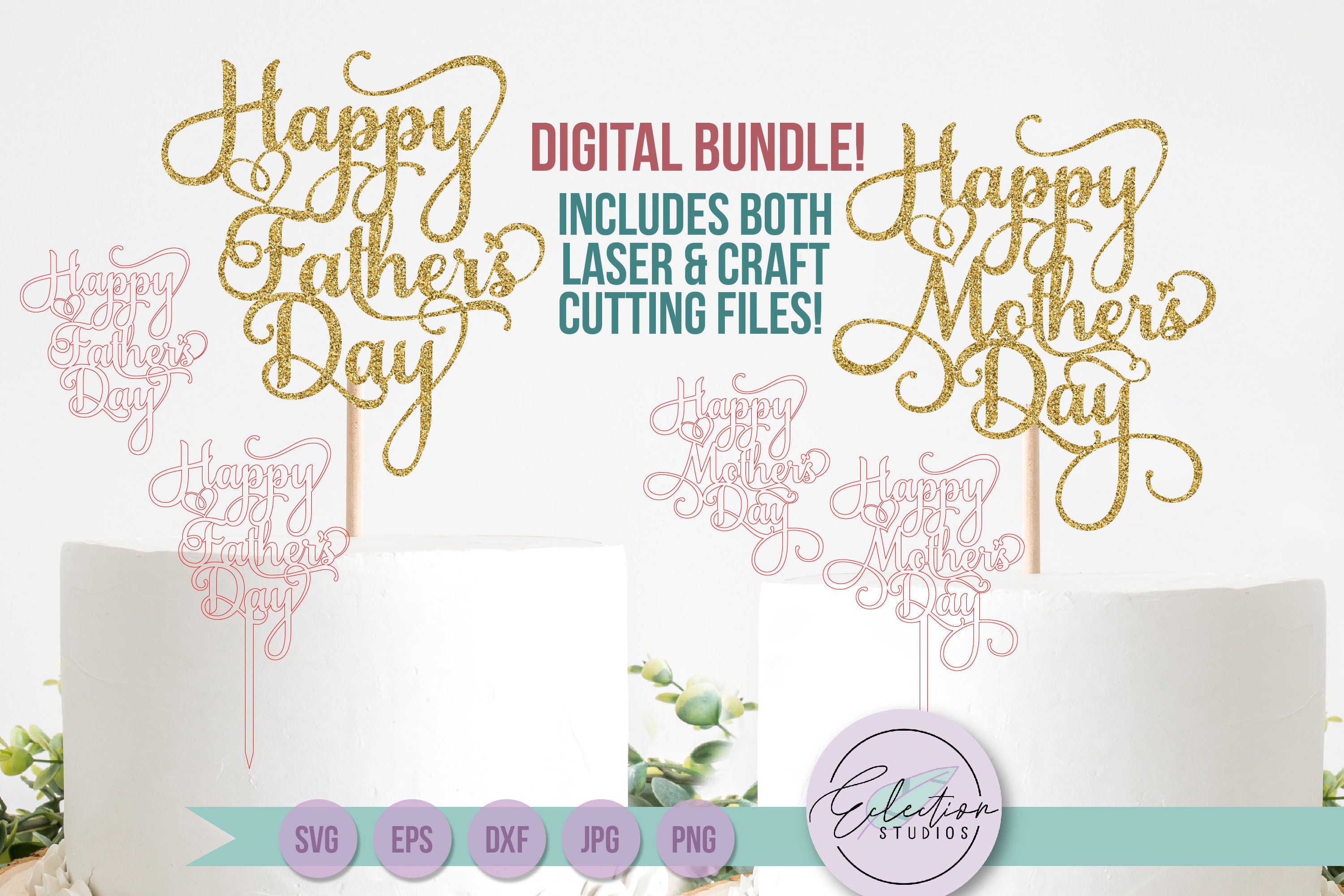 Download Cake Topper Svg Happy Mother S Day And Happy Father S Etsy