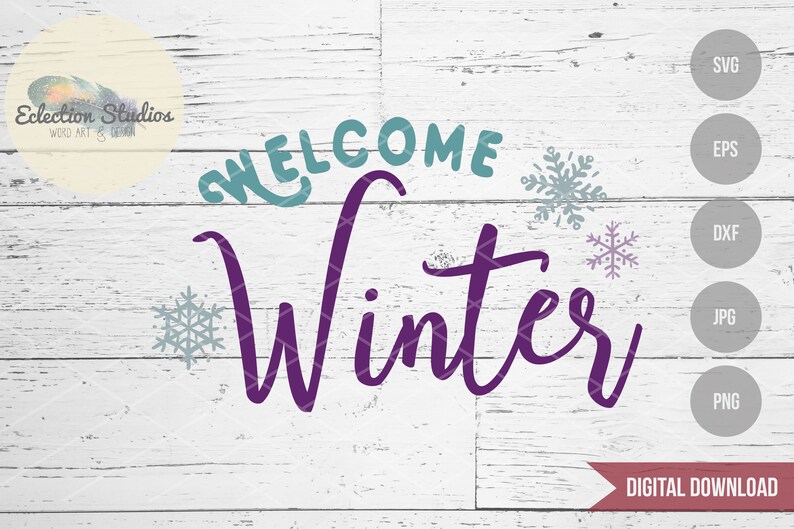Download Christmas SVG Welcome Winter with hand drawn snowflakes ...