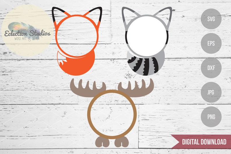Download Boy Monogram SVG Fox Moose Raccoon Monogram Circle set | Etsy
