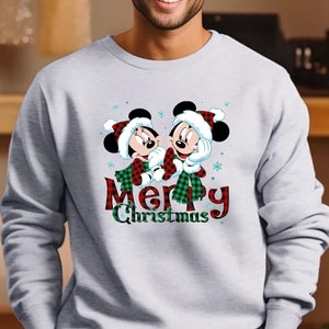 Christmas Mickey And Minnie Sweatshirt, Disney Couple Sweater, Disney Christmas, Minnie And Mickey Mouse, Christmas Couple, Xmas Sweater