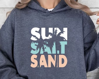 Sudadera con capucha "Sun Salt Sand", sudadera con capucha de verano, sudadera con capucha de vacaciones, ambiente de verano, sudadera con capucha "Hola Verano", sudadera con capucha de vacaciones de verano, sudadera con capucha de playa