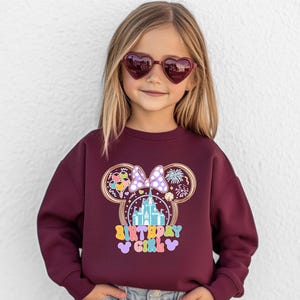 Minnie Mouse Disney Birthday Sweatshirts Magic Kingdom Birthday Girl Disney Sweater Minnie Ears Disney Castle Disney Trip Toddler Sweatshirt
