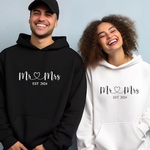 Custom Couple Matching Hoodies Wedding Gift Anniversary Gift Just Married Couple Hoodie Honeymooning Couple Gifts Mr  Mrs Personalized Gifts