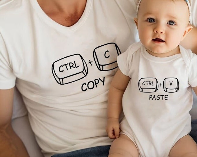 Ctrl C and Ctrl V Tshirt, Father Son Matching Tee, Dad and Baby Shirt, Copy Paste Shirt, Father Daughter Matching Tee, Gift For Husband