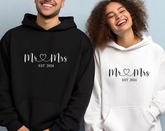 Custom Couple Matching Hoodies Wedding Gift Anniversary Gift Just Married Couple Hoodie Honeymooning Couple Gifts Mr  Mrs Personalized Gifts