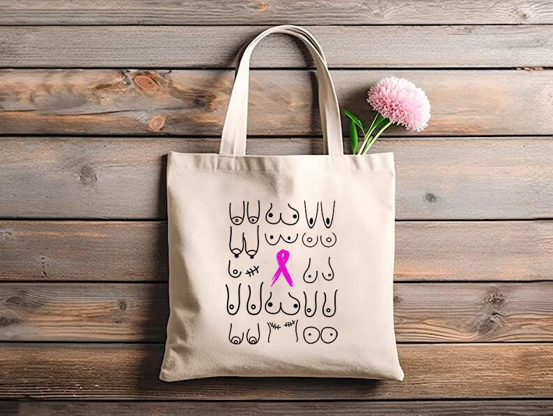 Breast Cancer Tote Bag Cancer Survivor Gift Breast Cancer Awareness Motivational Gift Nurse Tote Bag Breast Cancer Support Gift Chemo Tote image 4
