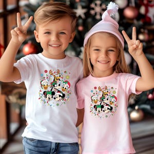 Disney Christmas Kids Shirt Mickey Mouse Minnie Mouse Disney Characters Christmas Toddler Shirt Disney Gifts Christmas Disney Vacation Shirt
