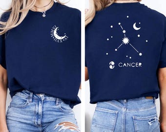 Camisetas personalizadas de astrología y horóscopo del zodiaco. Camiseta personalizada con fecha de nacimiento. Cáncer, Leo, Escorpio, Géminis, Libra, Virgo. Camisetas personalizadas de astrología.