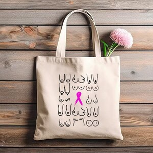 Breast Cancer Tote Bag Cancer Survivor Gift Breast Cancer Awareness Motivational Gift Nurse Tote Bag Breast Cancer Support Gift Chemo Tote image 6