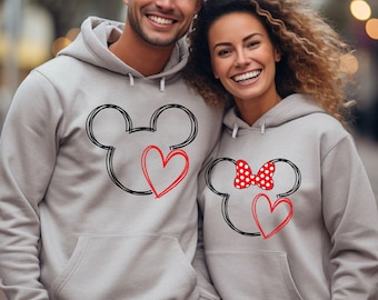 Disney Matching Couple Hoodie Mickey Mouse Minnie Mouse Wedding Anniversary Gifts Disney Vacation Couple Hoodies Honeymooning Couples Gifts