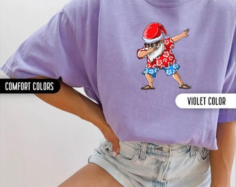 Funny Dabbing Santa Summer Shirt Comfort Colors Shirt Beach Shirt Christmas In July Gift Summer Vibes Party Shirt Youth Shirt Holiday Shirts