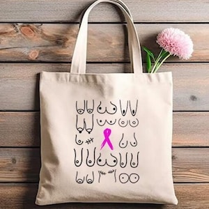 Breast Cancer Tote Bag Cancer Survivor Gift Breast Cancer Awareness Motivational Gift Nurse Tote Bag Breast Cancer Support Gift Chemo Tote