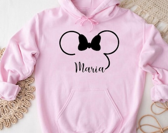 Custom Matching Family Disney Hoodie Mickey Minnie Ears Disney Gifts Personalized Minnie Mickey Mouse Hoodie Birthday Boy Birthday Girl Gift