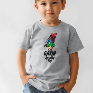 Custom Superhero Birthday Boy Shirt Personalized Birthday Party Shirts Cartoon Super Hero Birthday Boy Gifts Toddler Kids Birthday Tshirts