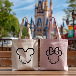 Disney Multicolor Mickey Head Tote Bag - Gray Background Amazon.com | Disney Bag Mickey Mouse & Minnie Mouse Tote Bag  main image 3