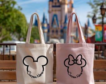 Custom Disney Tote Bag Minnie Ears Personalized Gift Mickey Ears Personalized Tote Bags Disneyland Custom Tote Bag Disneyworld Birthday Gift