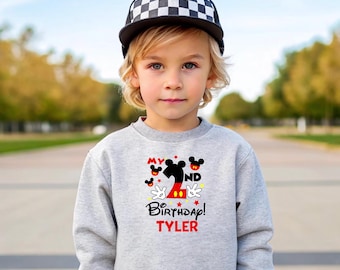 Custom Mickey Mouse Birthday Boy Sweatshirt Personalized Kids Sweatshirt Birthday Boy Disney Sweatshirt Toddler Sweater Birthday Boy Gifts
