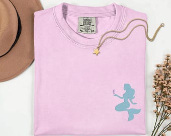 Summer Embroidery Mermaid Tshirt Embroidered Beach Shirt Comfort Colors Shirt Nautical Summer Shirt Ocean Coastal Holiday Tee Hawaiian Shirt