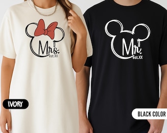 Custom Couple Matching Disney Anniversary Shirts Comfort Colors Couple Wedding Gift Couples Disney Shirts Minnie Mickey Tee Anniversary Gift