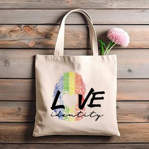 LgbtQ Pride Month Tote Bag Love Identity Shoulder Bag Gay Pride Trans Pride Gifts LgbtQ Tote Bag Lesbian Gift Trans Gifts Pride Tote Bags