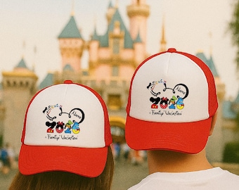 2026 Family Vacation Matching Disney Hats Custom Trucker Hat Disney Gifts Personalized Hats Disney Vacation Matching Family Hat Snapback Cap