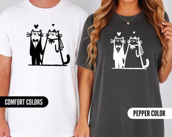 Bride Groom Couple Matching Comfort Colors Shirts Honeymooning Shirt Funny Cat Bride Gift Newlywed Gift Matching Couple Shirts Wedding Gifts