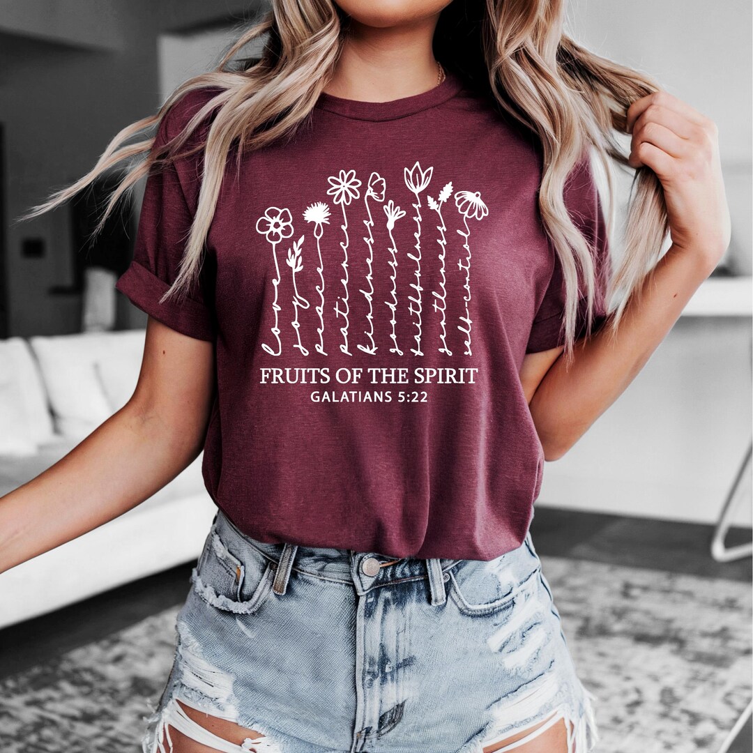 Inspirational Christian Shirts Bible Verse Fruits of the Spirit Shirt ...