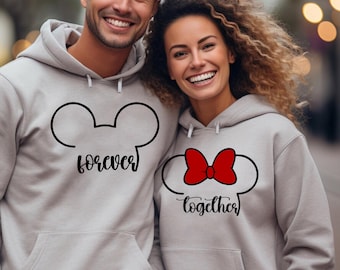Couple Matching Disney Hoodies Minnie Mickey Ears Forever Together Couples Gifts Disney Wedding Anniversary Gifts Fiance Gift Newlywed Gifts