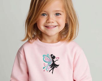 Embroidery Fairy Kids Toddler Sweatshirt Embroidered Pixie Preppy Sweater Cute Fairy Birthday Girl Gifts Toddler Girl Embroidered Crewneck
