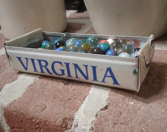 Rustic Virginia License Plate Tray -  Repurposed Storage Box - Planter - FREE SHIPPING