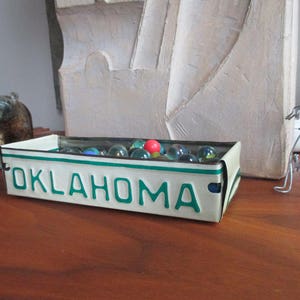 Oklahoma License Plate Box - Vintage Treasure Tray - Planter - FREE SHIPPING - Rustic Gift Box - Storage Box - Repurposed Box - Upcycled Box