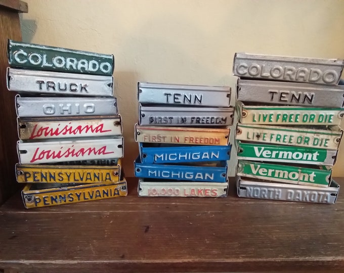 Handmade License Plate Storage Box With Authentic Pair of 1954