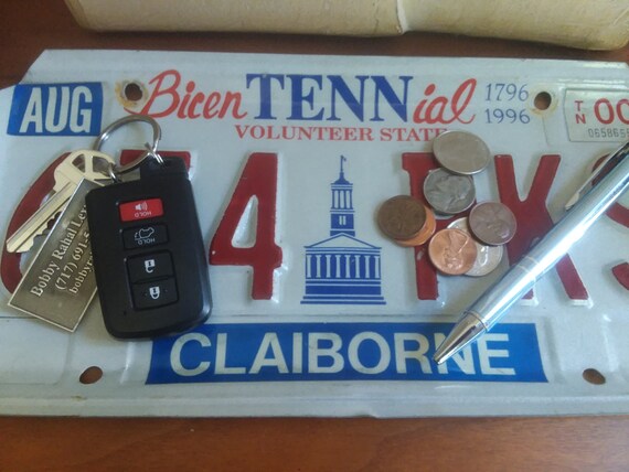 Vintage Tennessee License Plate Tray Repurposed And Upcycled Home Decor Gift Treasure Tray Candy Dish Art Free Shipping - 