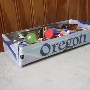 Oregon License Plate Storage Box  Vintage Treasure Tray - Planter - Hostess Gift Box - Rustic Storage Box