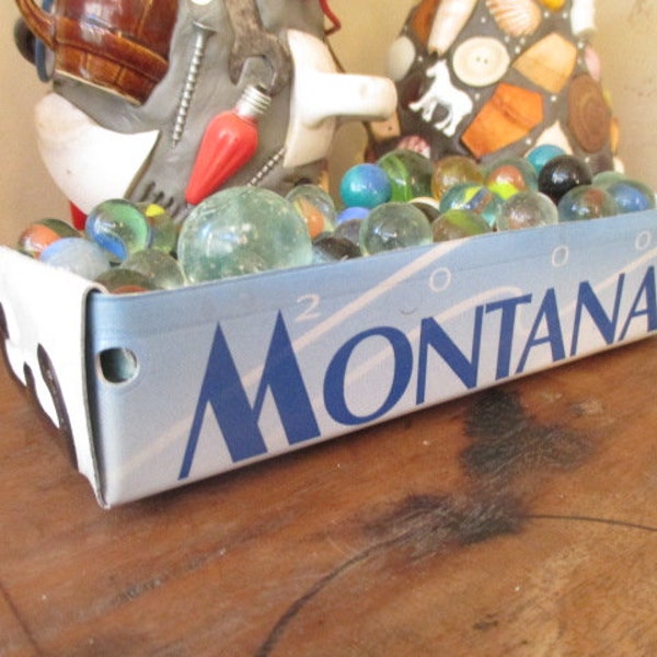 Montana License Plate Box - Vintage Treasure Tray - Storage Box - Planter - FREE SHIPPING - Gift Box - Repurposed Box - Candy Dish