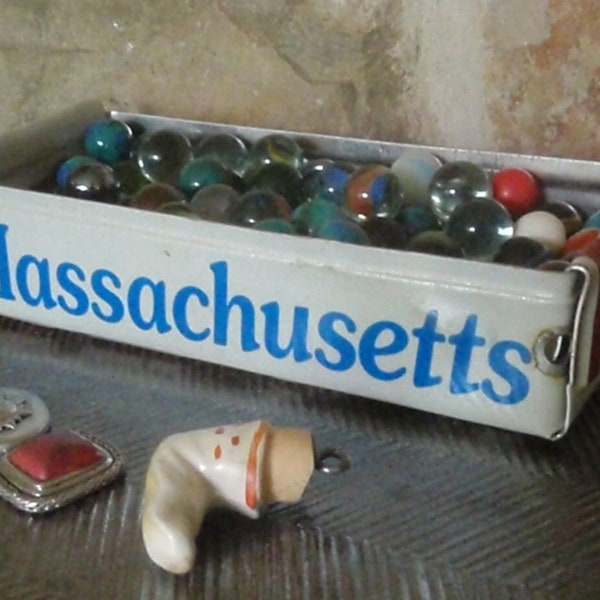 Rustic Massachusetts License Plate Tray - Repurposed Storage Box - Planter - FREE SHIPPING - Gift Box