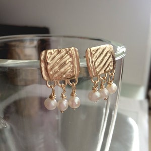Handmade 18K Gold Vermeil Pearl Dangle Earrings