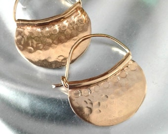 Hammered Gold Earrings, Gold Hoops, Textured Hoops,Rustic Hoop Earrings,  Medium Hoop Earrings, Gold Tribal Earrings, Christmas Earrings