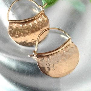 Hammered Gold Hoop Earrings: Tribal Sterling Silver, 14k Gold Plated