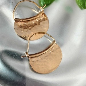 Gold Hoop Earrings,Handmade Hoops, Hammered Jewelry, bohemian Earrings,Gold Plated earrings,Earring Trends,Gift for Her,Women's Gift image 5