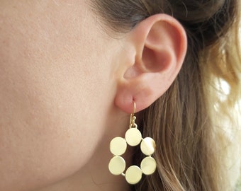 Gold Circle Earrings, Geometric Earrings, Simple Gold Earrings, Handmade Drops, Everyday Jewelry, Earrings Gold Hammered